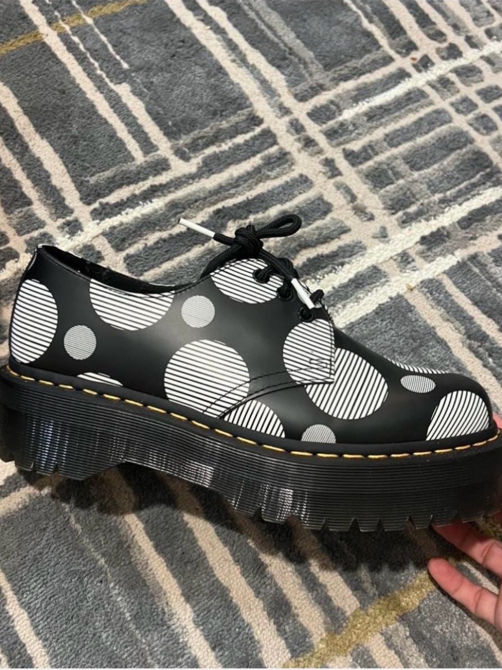 Dr. Martens Black and White Polka Dot Lace-Up Platform